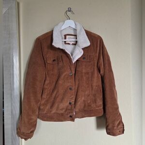Brown Corduroy Sherpa Jacket Cozy 90s Y2k Gilmore Timeless